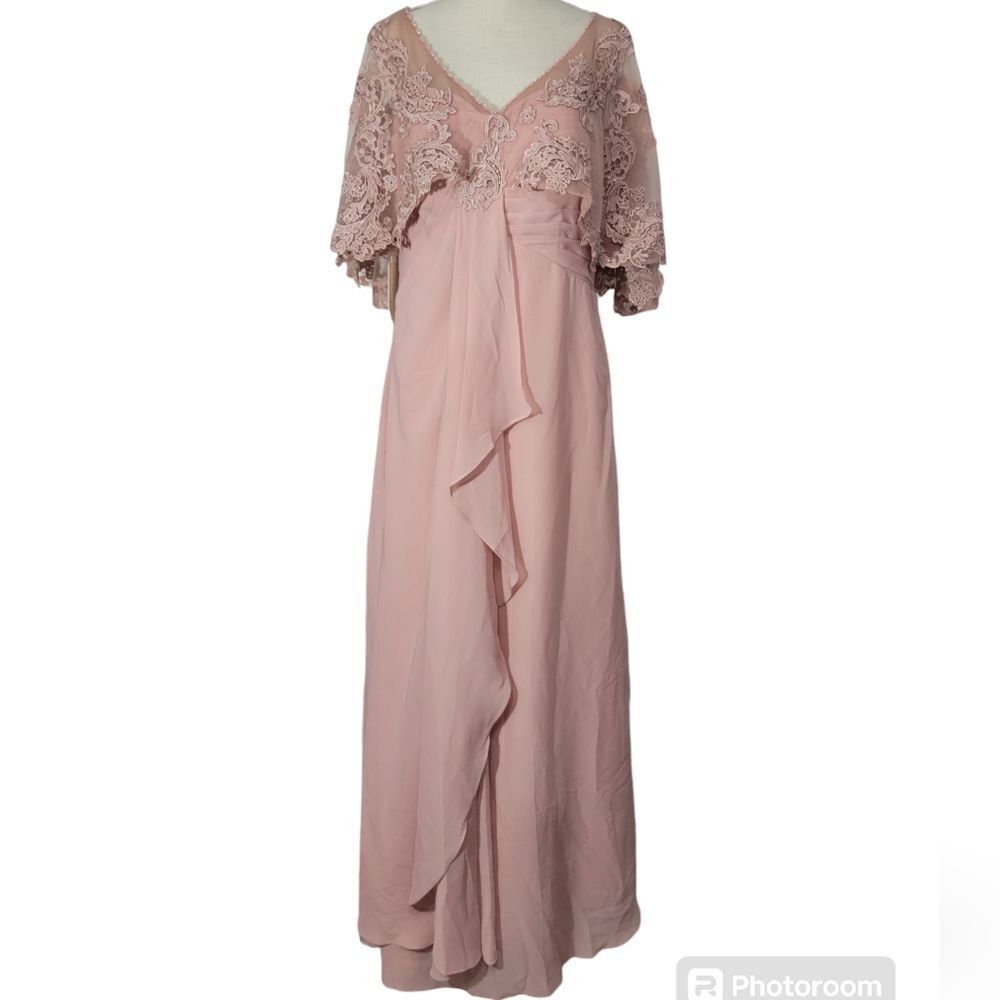 Gown gallery Wedding Guest Dresses for Women Lace cape long Chiffon Formal dress